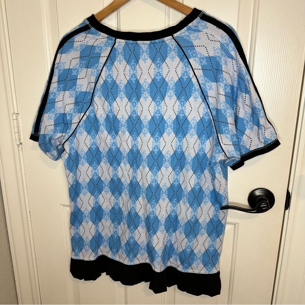 Free People FP Movement Argyle Light Blue Combo Baseline Printed Tee XS Cozycore - Picture 4 of 10